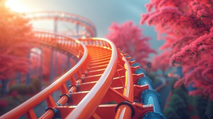 Close Up of Roller Coaster at Theme Park