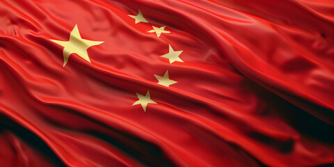Realistic of the waving chinese flag with interesting textures. Waving of national china flag.