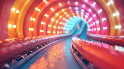 Colorful Tunnel Skateboarder - obrazy, fototapety, plakaty