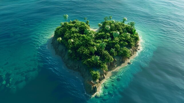 Heart Shaped Island in Ocean