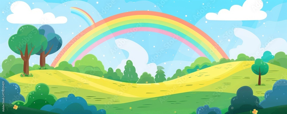 Wall mural rainbow cartoon.