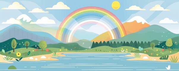 Fototapeta na wymiar Rainbow cartoon.