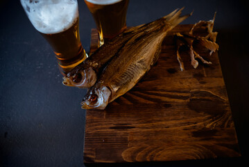 smoked fish with beer