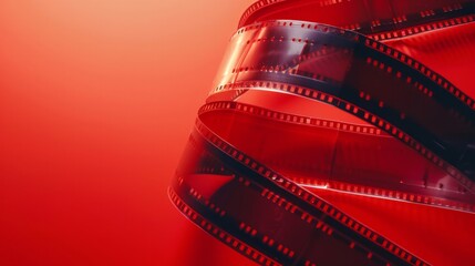Film Strip on Red Background - obrazy, fototapety, plakaty