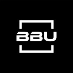 Initial letter BBU logo design. BBU logo design inside square.