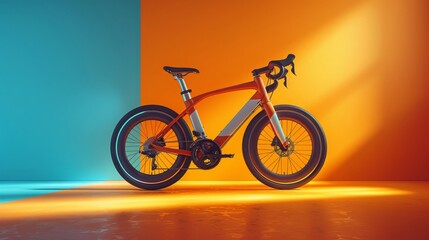 Fototapeta premium Bike Against Orange and Blue Background