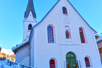 Pfarrkirche in Samnaun-Compatsch in der Region Engiadina Bassa/Val Müstair, Graubünden (Schweiz)