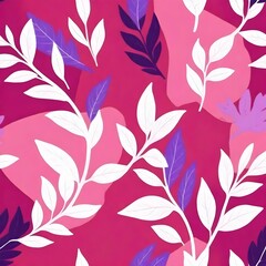 Seamless leaf pattern. Brown beige leaves and sprouts. Illustrated background.