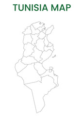 High detailed map of Tunisia. Outline map of Tunisia. Africa
