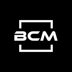 Initial letter BCM logo design. BCM logo design inside square.