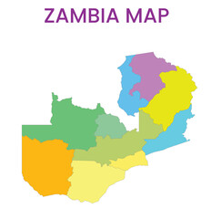 High detailed map of Zambia. Outline map of Zambia. Africa