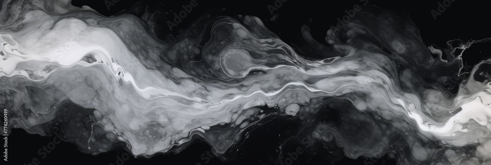 Poster abstract marble ink texture flowing in water effect. black and white fluid art pattern. generative a
