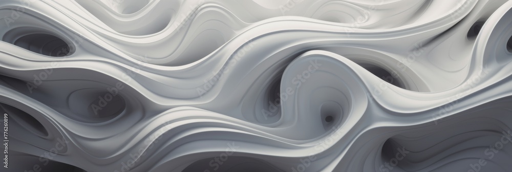 Aufkleber abstract 3d waves design with smooth curves background. white swirling abstract pattern. generative 