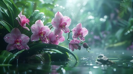 Orchids blooming on the forest floor