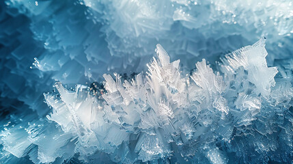 Fototapeta premium Icy Crystals on Winter Lake Ice Texture