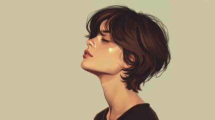 brown haired woman with a short haircut generative ai