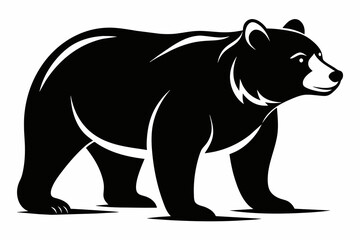 Vector silhouette of bear  on white background