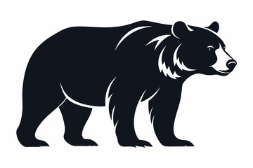 Vector silhouette of bear  on white background
