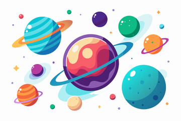 planets space on a white background