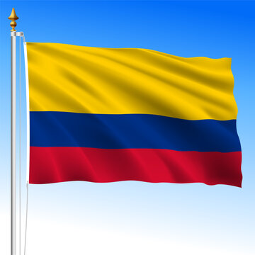 Colombia, official national waving flag, south america, vector illustration