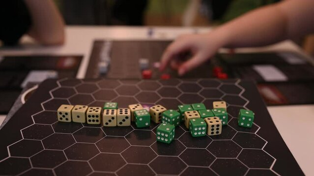 dice close-up, view of the playing field with board games. High quality 