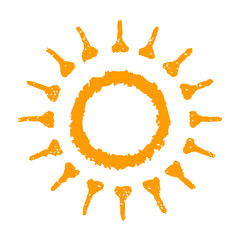 Hand painted sun symbol, hand drawn with crayon. Png clipart isolated on transparent background - 776267022