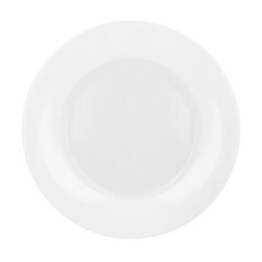 White round empty plate top view. Png clipart isolated on transparent background