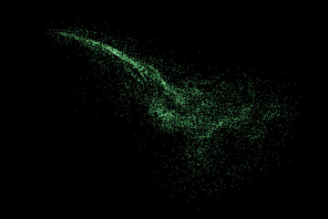 Christmas glowing bokeh confetti light and glitter texture overlay for your design. Festive sparkling green dust png. Holiday powder dust for cards, invitations, banners, advertising.