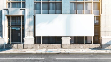 Obraz premium Downtown Building Advertisement Space. A prominent advertisement space affixed to the facade of a downtown building, bathed in natural light