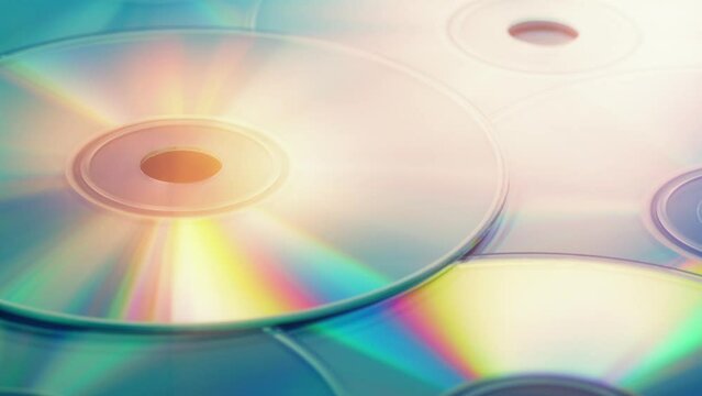 CDs In Colorful Flashing Lights