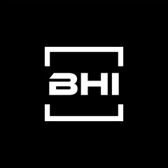Initial letter BHI logo design. BHI logo design inside square.