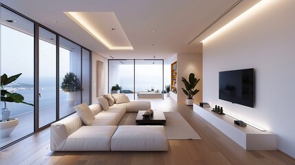 Fototapeta na wymiar Illustrate a modern and minimalist apartment interior