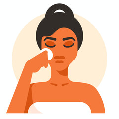 Beauty woman applying foundation cream. Vector graphics