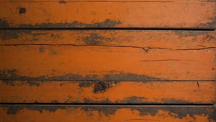 A close-up shot of distressed orange wooden planks emphasizing texture and patterns