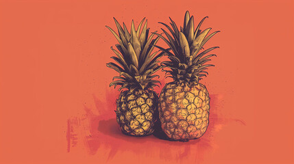 Pineapple on a vibrant background - tropical fruit's freshness