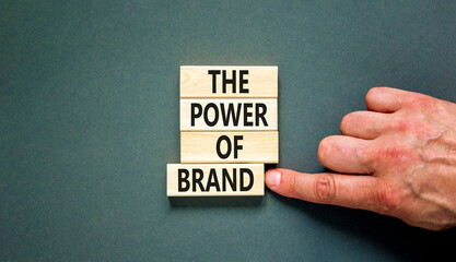 The power of brand symbol. Concept words The power of brand on beautiful wooden block. Beautiful...