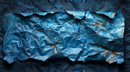  A blue paper depicting a mountain range in its center