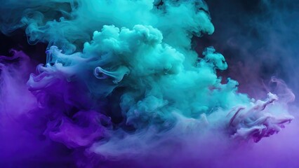 Obraz na płótnie Canvas Smoke Purple, Teal background dark light bad fog mist. Background smoke cloud field dust