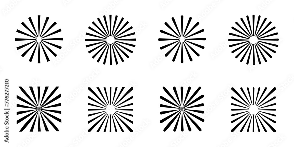 Poster rays or ray vector element isolated. rays are straight and curved striped patterns. graphic design g