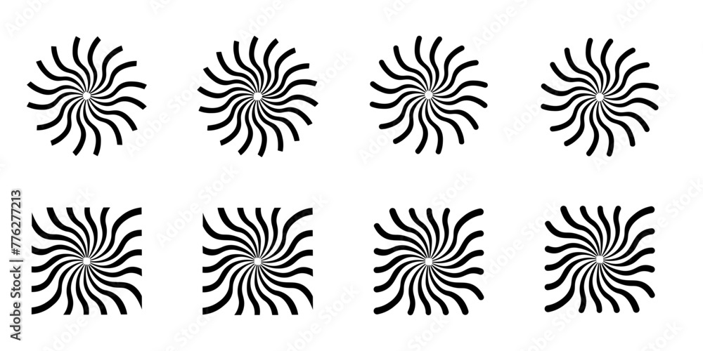 Poster rays or ray vector element isolated. rays are straight and curved striped patterns. graphic design g