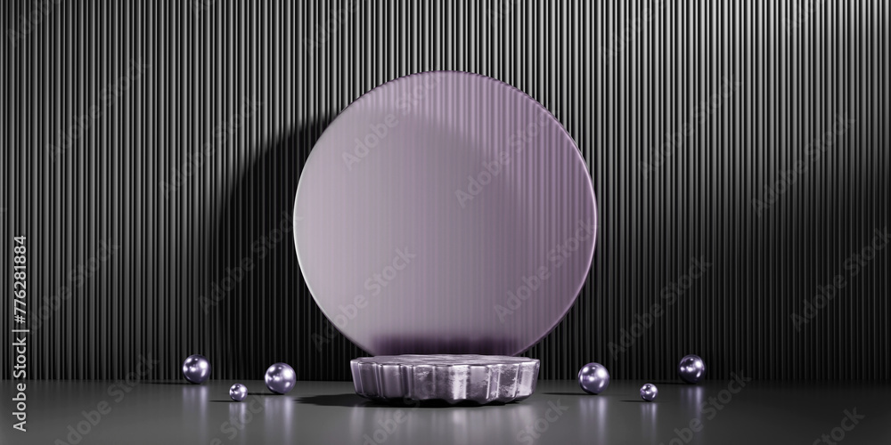 Poster violet stage platform podium for product display 3d rendering