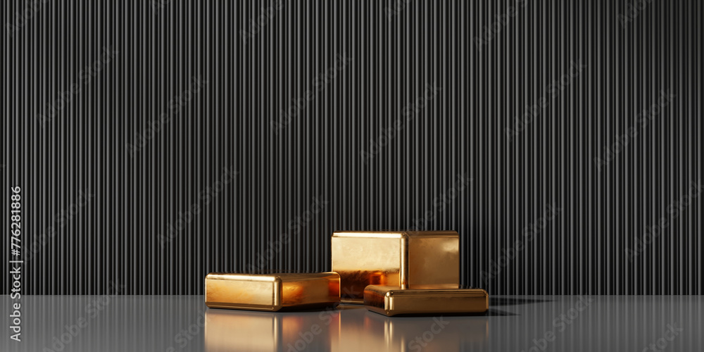 Poster 3d rendering abstract gold platform podium product presentation background