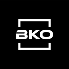 Initial letter BKO logo design. BKO logo design inside square.