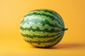 Ripe watermelon on a yellow background. Slice of watermelon.
