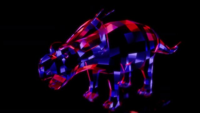 Rendering 3D animation, VISUAL EFFECTS Low Poly Achelousaurus Model on a black background