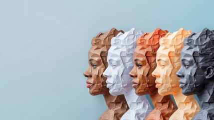 Groups of women in plaster of various colors. Diversity Concept