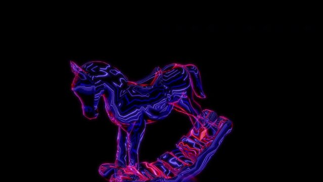 Rendering 3D animation, VISUAL EFFECTS Decorative Horse Model on a black background