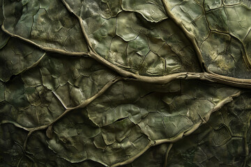 A leaf with a lot of cracks and wrinkles - obrazy, fototapety, plakaty
