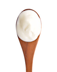 yogurt on wooden spoon transparent png