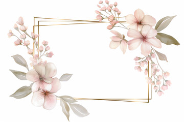 thin gold frame with a pale pink floral design in watercolor paints